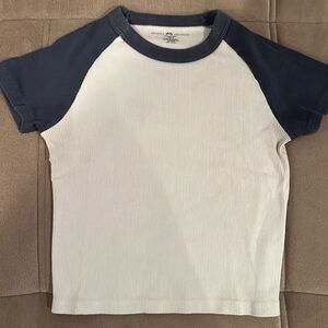Brandy Melville shirt - ribbed blue and off white